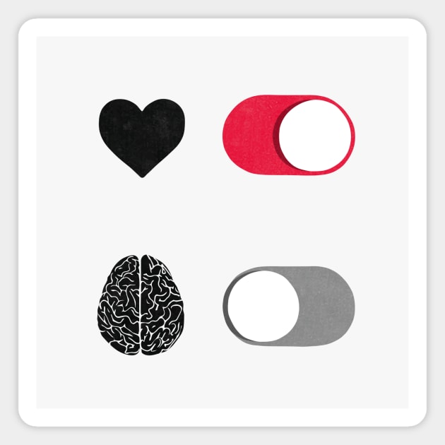 Heart On – Brain Off switch Magnet by maivisto